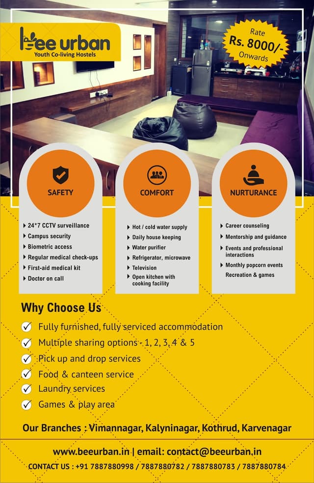 Bee Urban Coliving Hostels - Lotus 2 - Karve Nagar